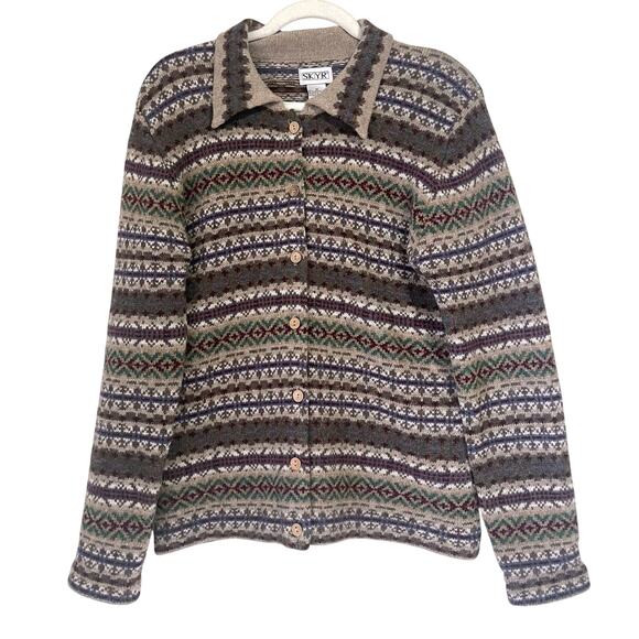 SKYR Vintage 100% Lambs Wool Nordic Cardigan in Multi Size M - Picture 2 of 12